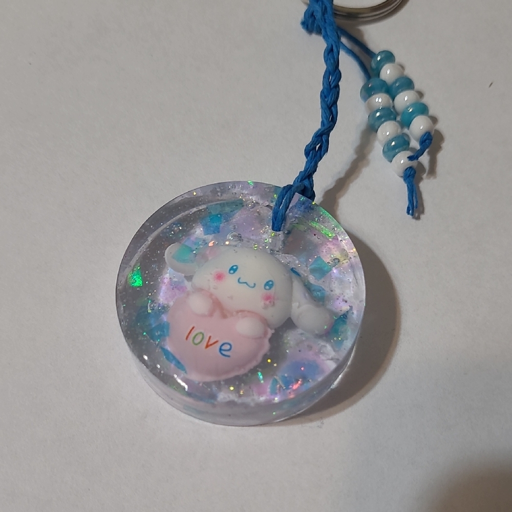 Cute Keychain with Cinnamoroll Love Heart Charm